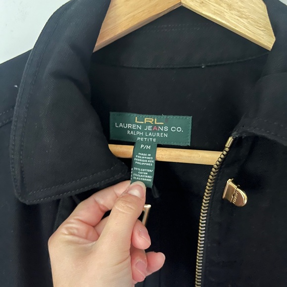 LAUREN RALPH LAUREN Black Gold Toggle Coat Jacket Size Medium Petite - Picture 3 of 5